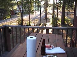 Dinner at our cottage in a pine forest just yards from the water.