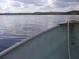 Our boat on Lake Kamaniskeg.