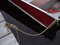 Our boat with our own Fisherman's knot.